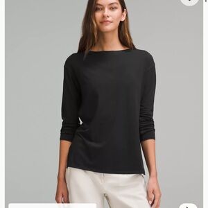 lululemon athletica Women's Black Boat Neck Top